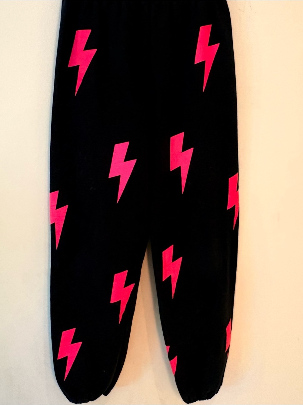 Black Sweatpants with Pink Lightning Bolts Sz S